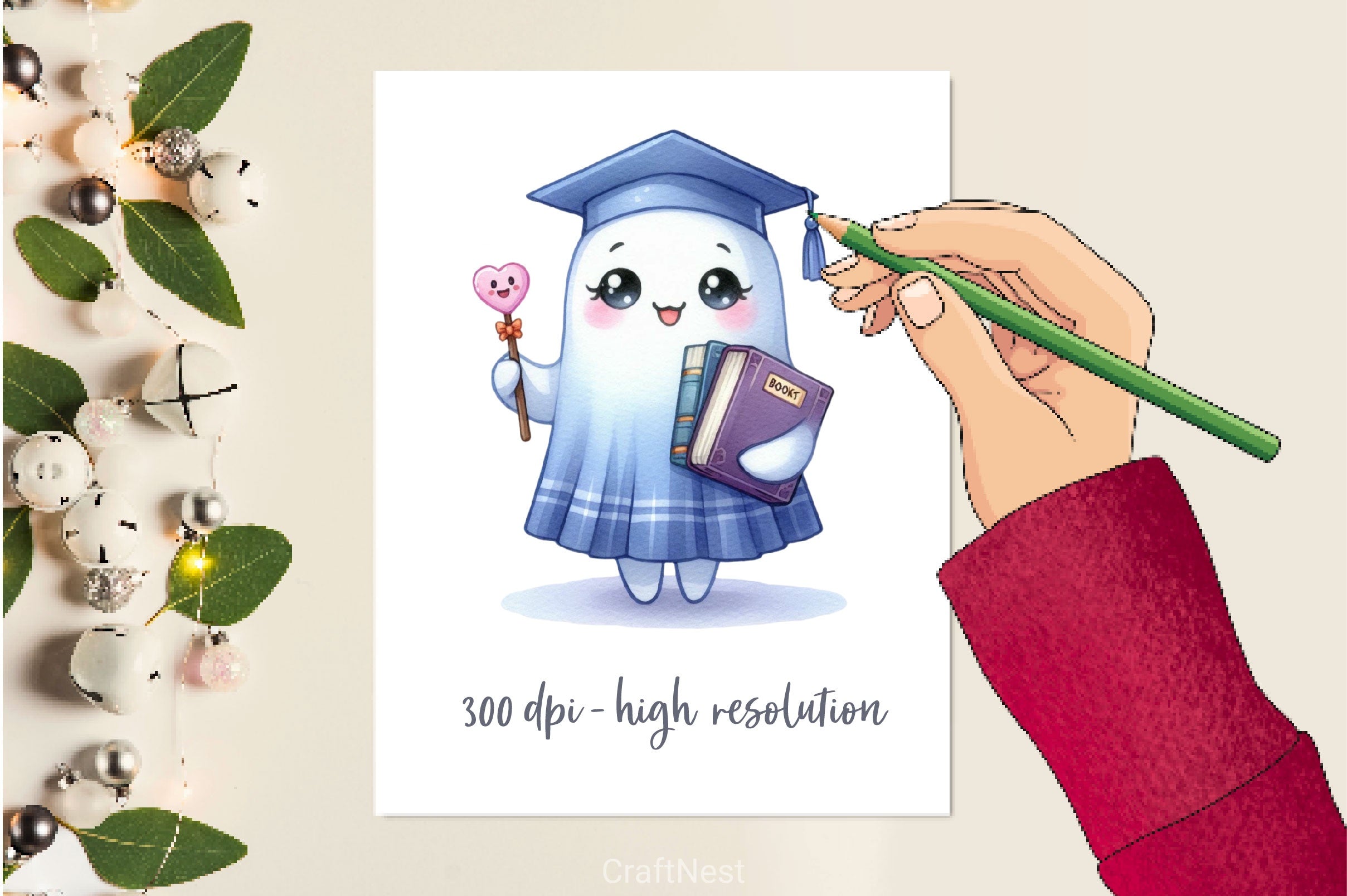 Ghost Bookworm Clipart Bundle - CraftNest - Digital Crafting and Art