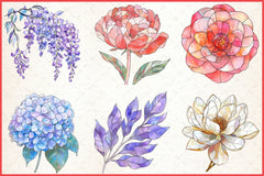 Stained Glass Spring Flowers Clipart Bundle 11 - CraftNest - Digital Crafting and Art