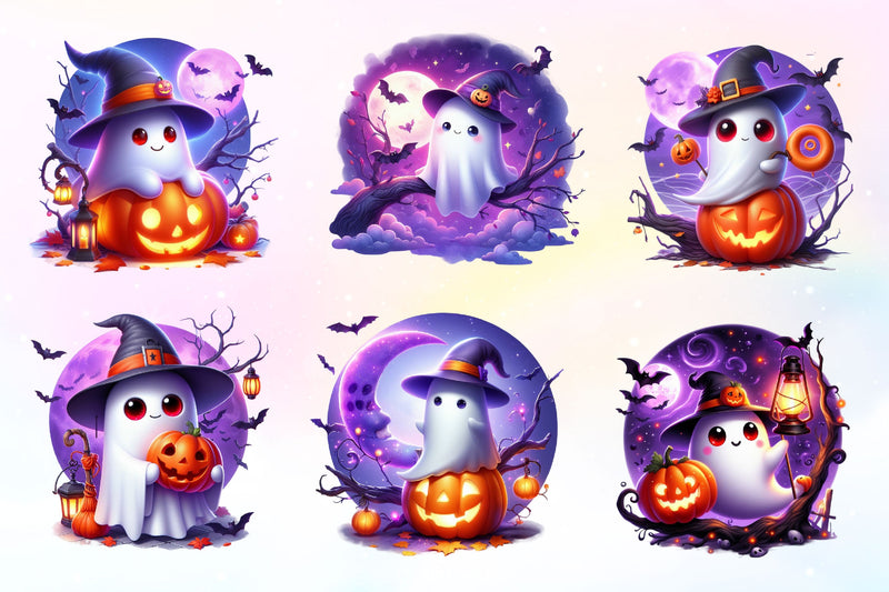 Cute Halloween Ghost Clipart Bundle 3 - CraftNest - Digital Crafting and Art