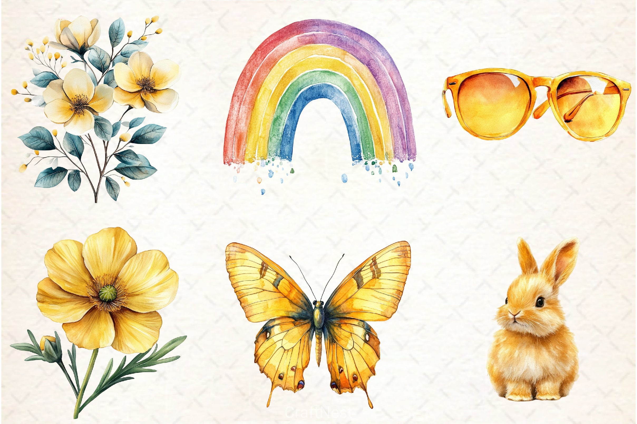 Yellow Spring Clipart Bundle - CraftNest - Digital Crafting and Art