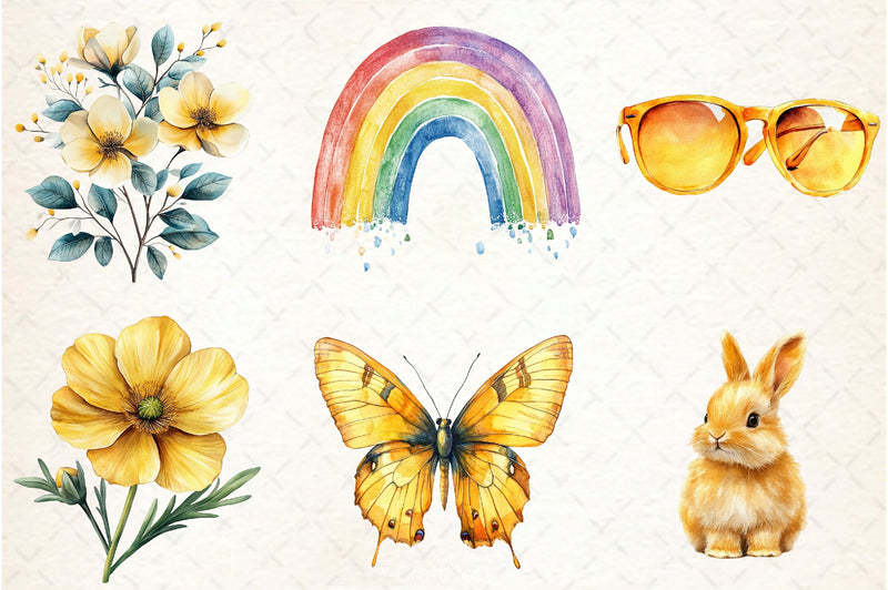 Yellow Spring Clipart Bundle - CraftNest - Digital Crafting and Art