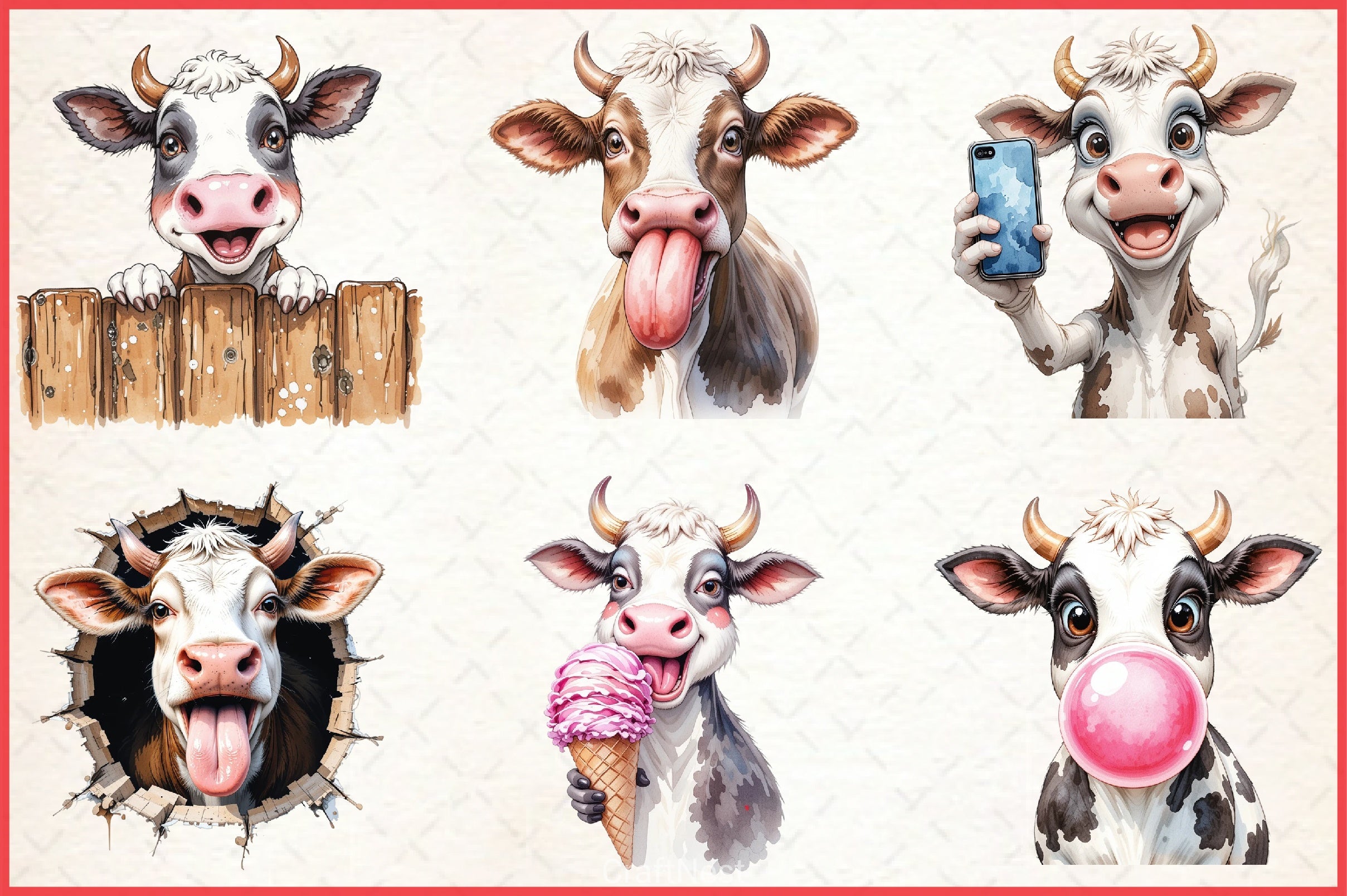 Funny Cow Clipart Bundle - CraftNest - Digital Crafting and Art