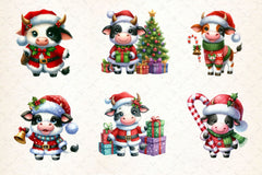 Christmas Cow Cute Cow Clipart Bundle - CraftNest - Digital Crafting and Art