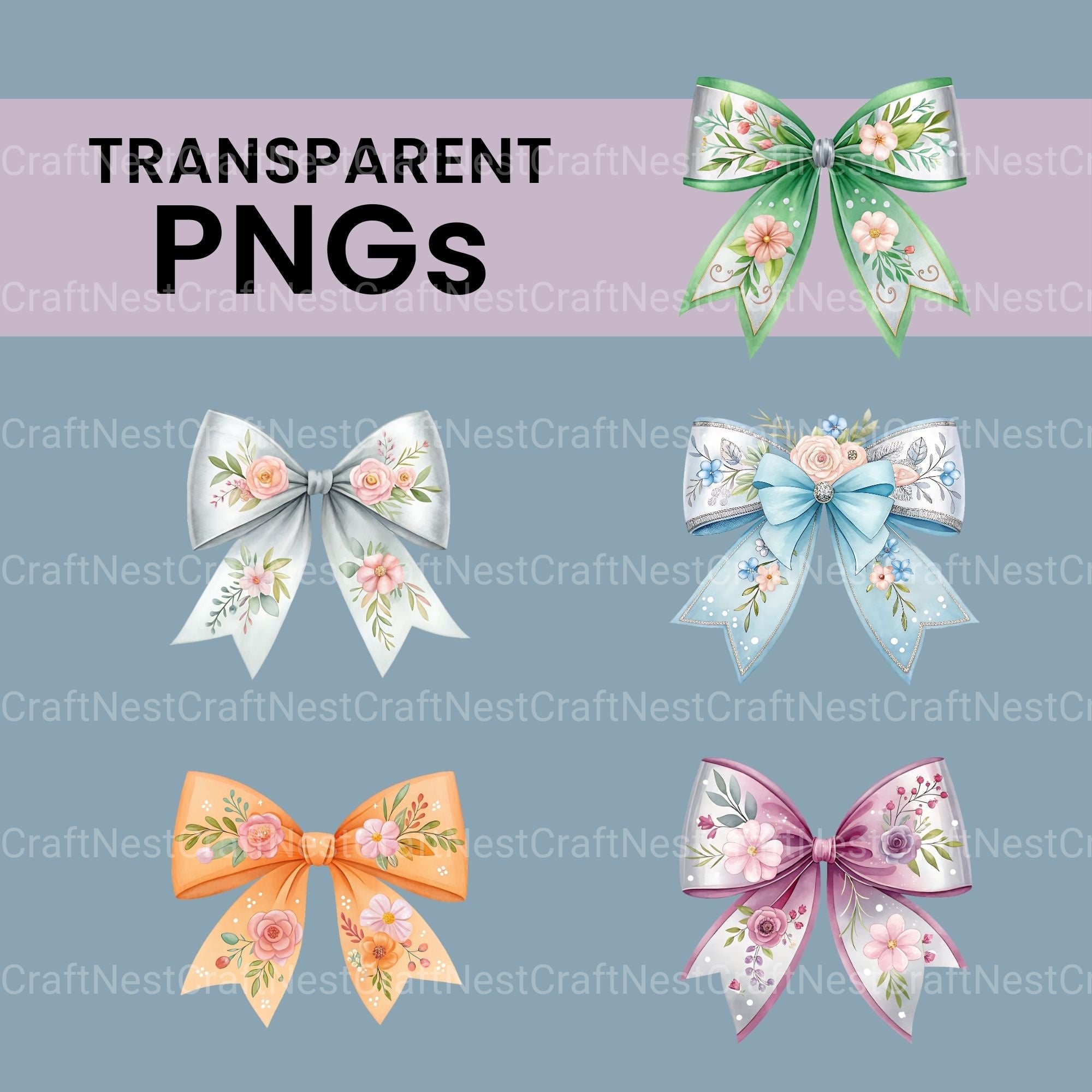 Floral Bows Clipart Bundle - CraftNest - Digital Crafting and Art
