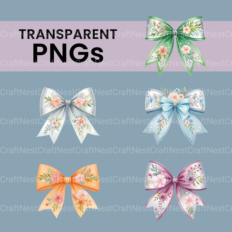 Floral Bows Clipart Bundle - CraftNest - Digital Crafting and Art