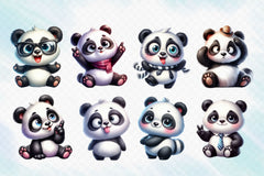 Funny Cute Panda Clipart Bundle - CraftNest - Digital Crafting and Art