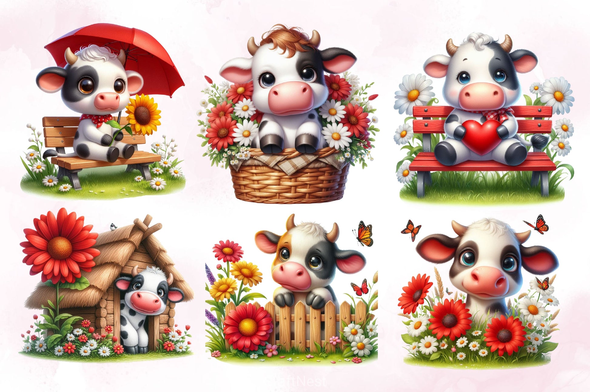 Cute Cow Clipart Bundle 3 - CraftNest - Digital Crafting and Art