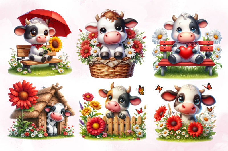 Cute Cow Clipart Bundle 3 - CraftNest - Digital Crafting and Art