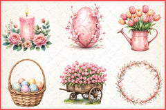 Vintage Dusty Rose Easter Clipart Bundle - CraftNest - Digital Crafting and Art