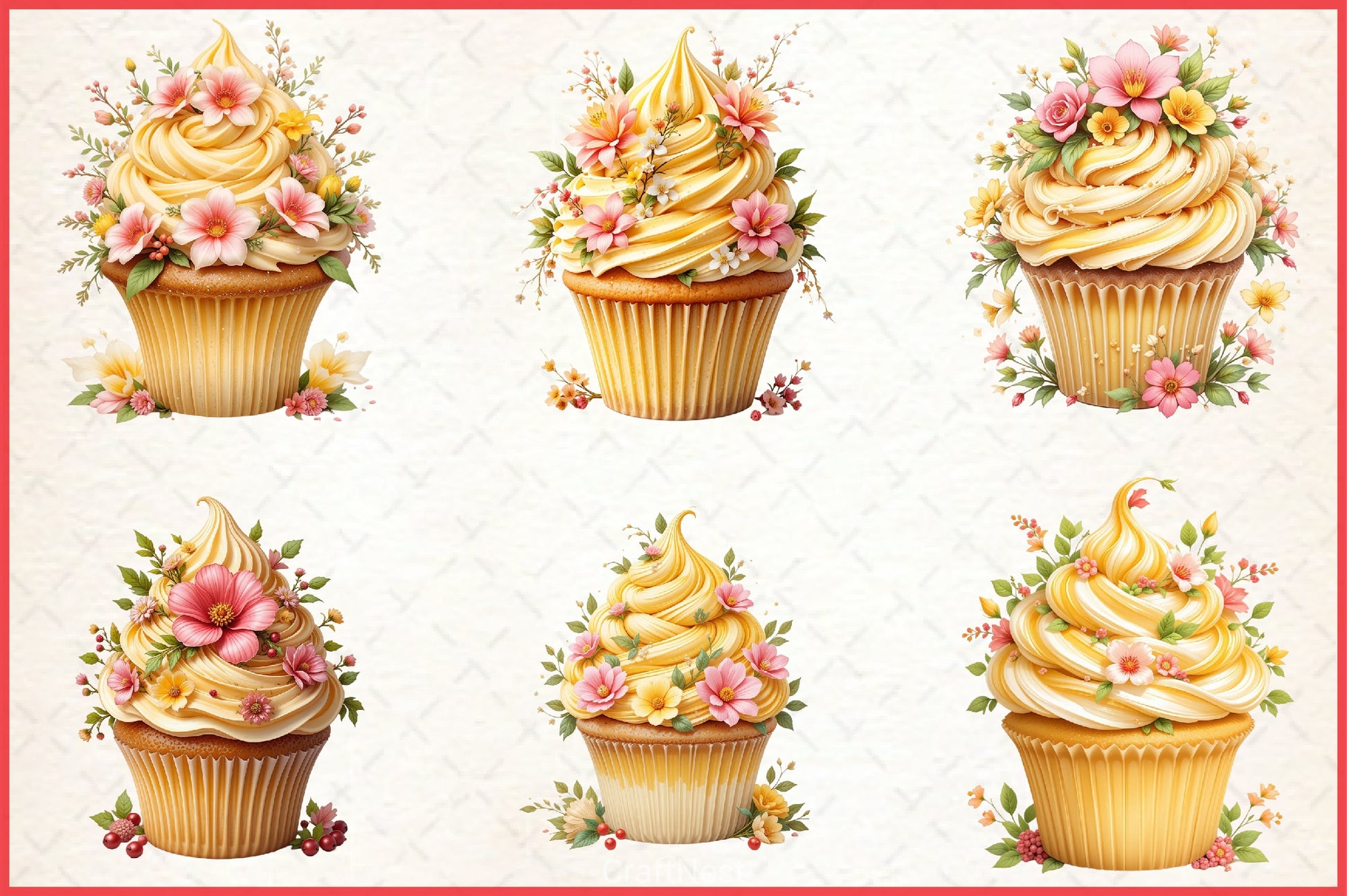 Floral Cupcake Clipart Bundle - CraftNest - Digital Crafting and Art