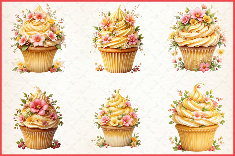 Floral Cupcake Clipart Bundle - CraftNest - Digital Crafting and Art