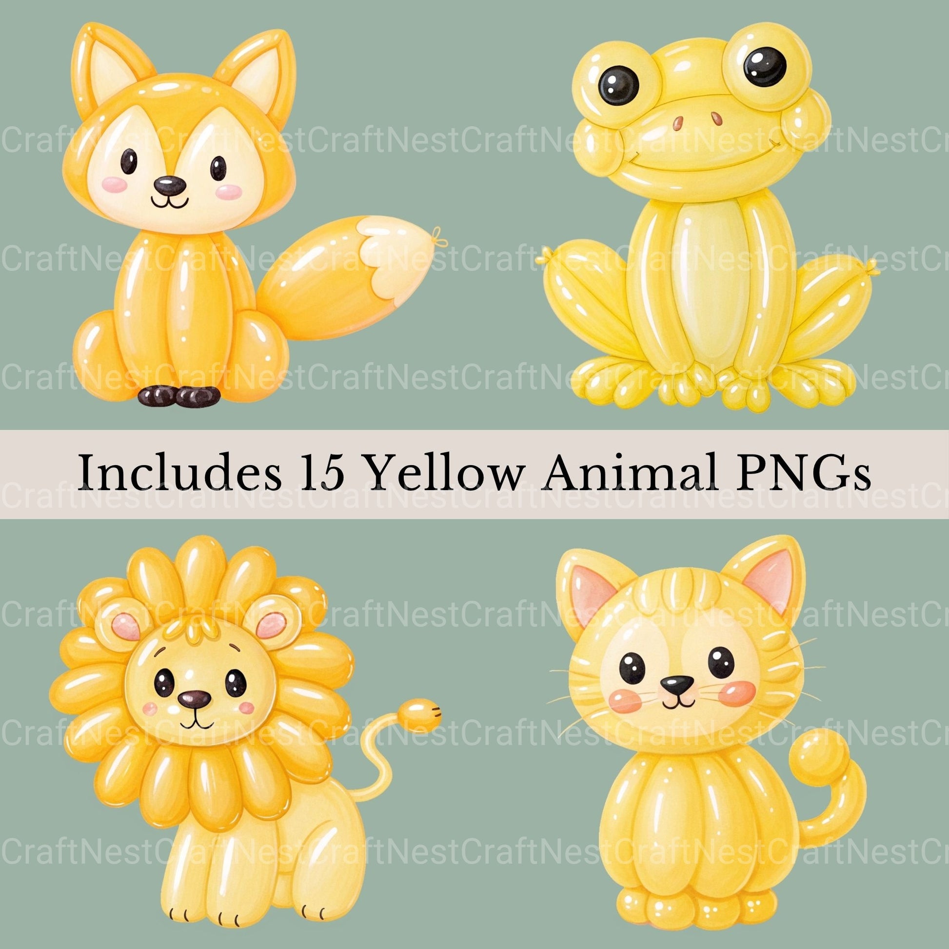 Balloon Animals Yellow Clipart Bundle - CraftNest - Digital Crafting and Art