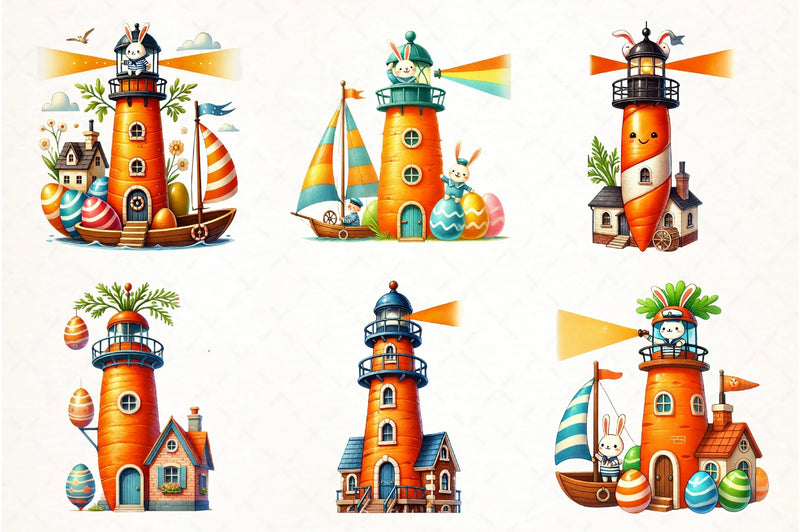 Easter Carrot Lighthouse Clipart Bundle - CraftNest - Digital Crafting and Art
