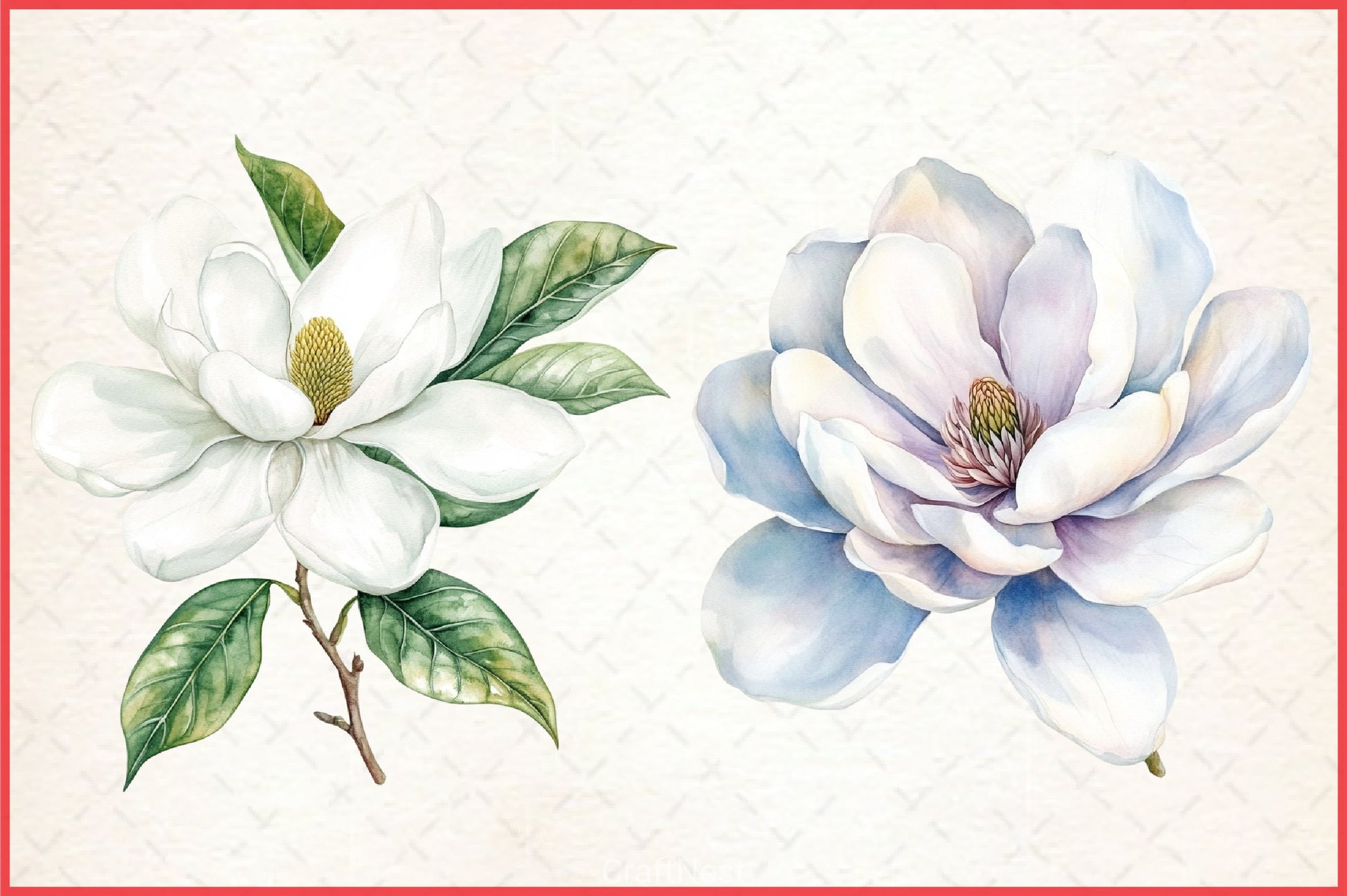 White Magnolia Clipart Bundle - CraftNest - Digital Crafting and Art
