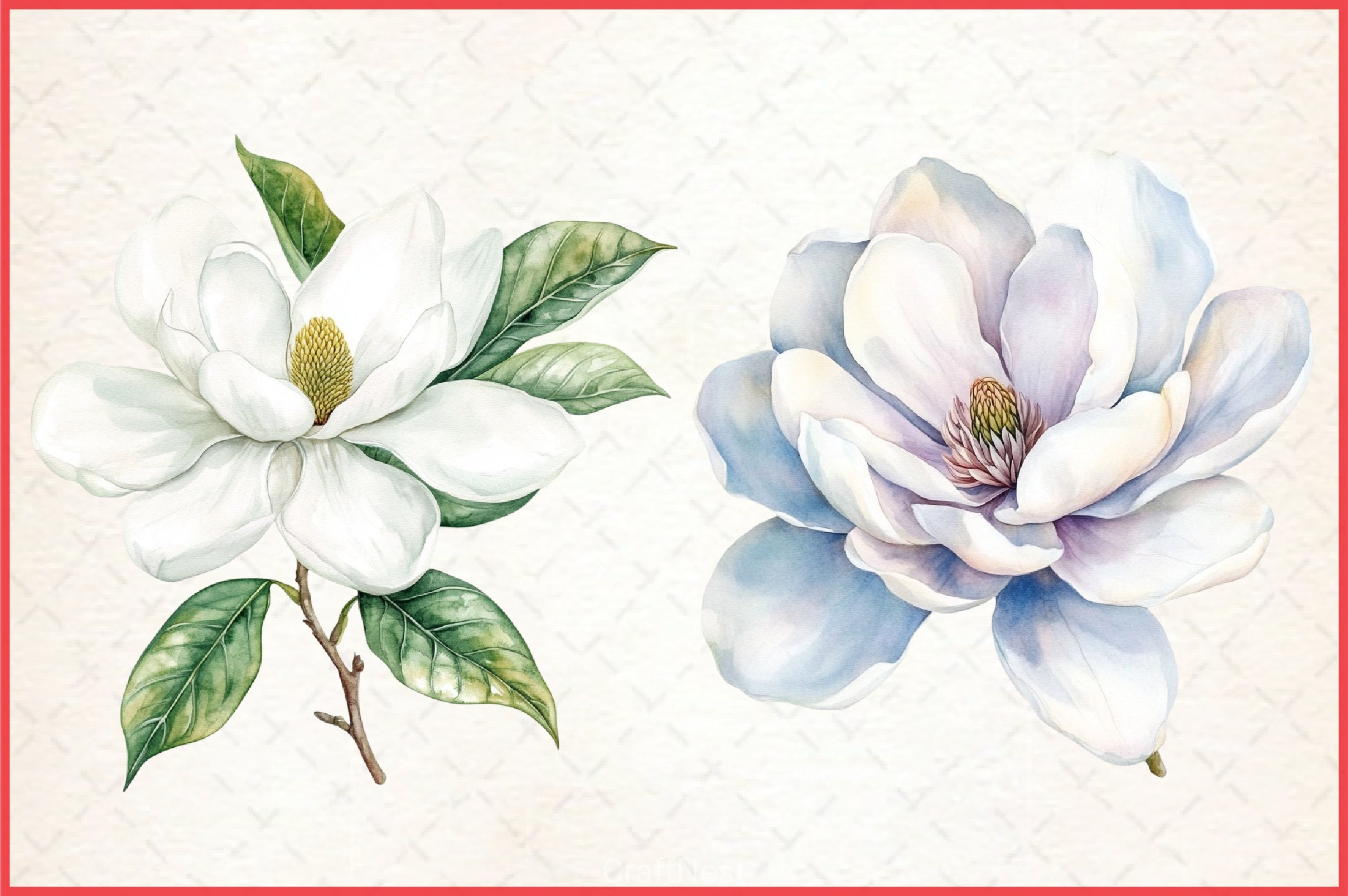 White Magnolia Clipart Bundle - CraftNest - Digital Crafting and Art