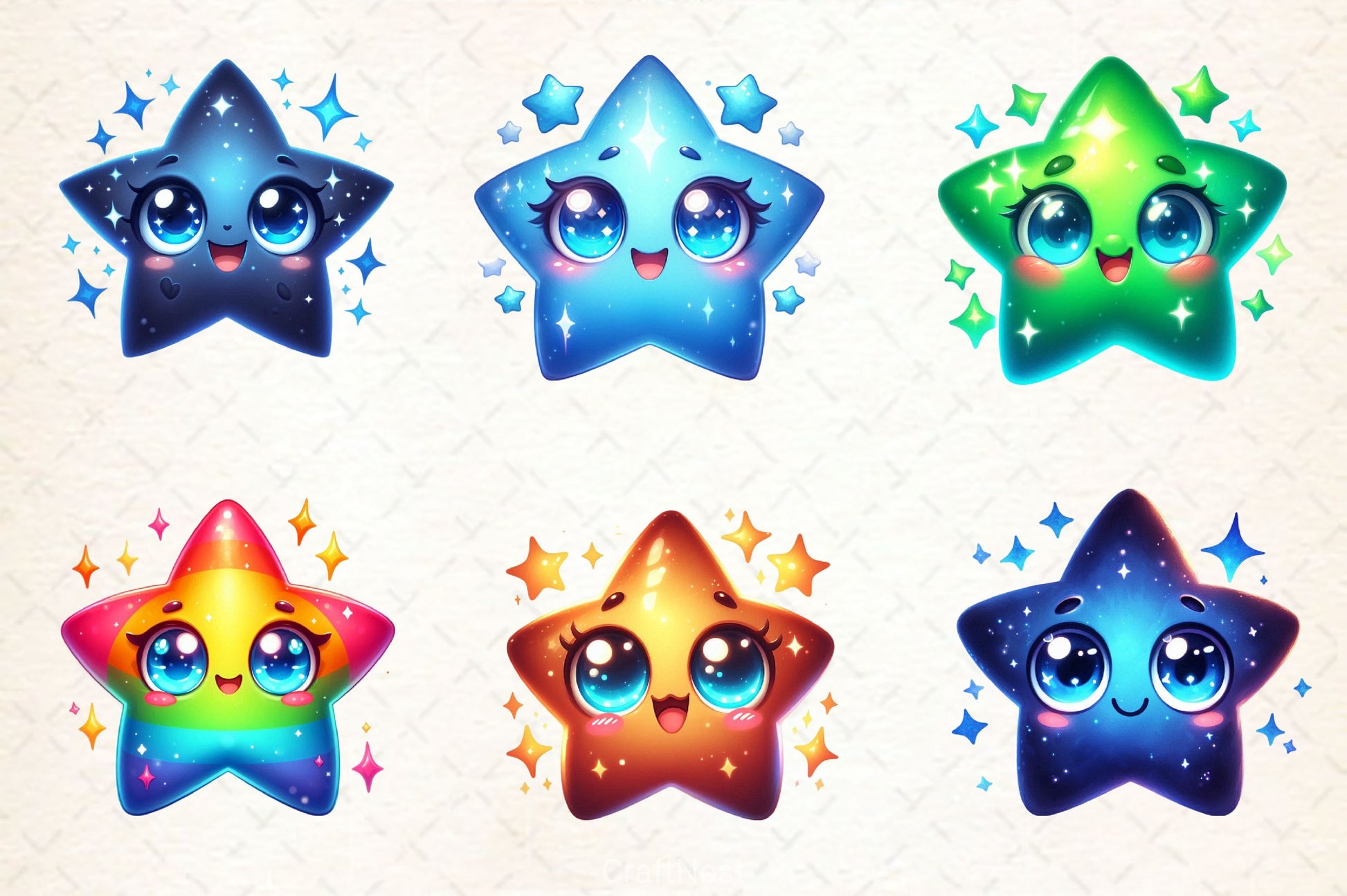 Kawaii Star Clipart Bundle 2 - CraftNest - Digital Crafting and Art