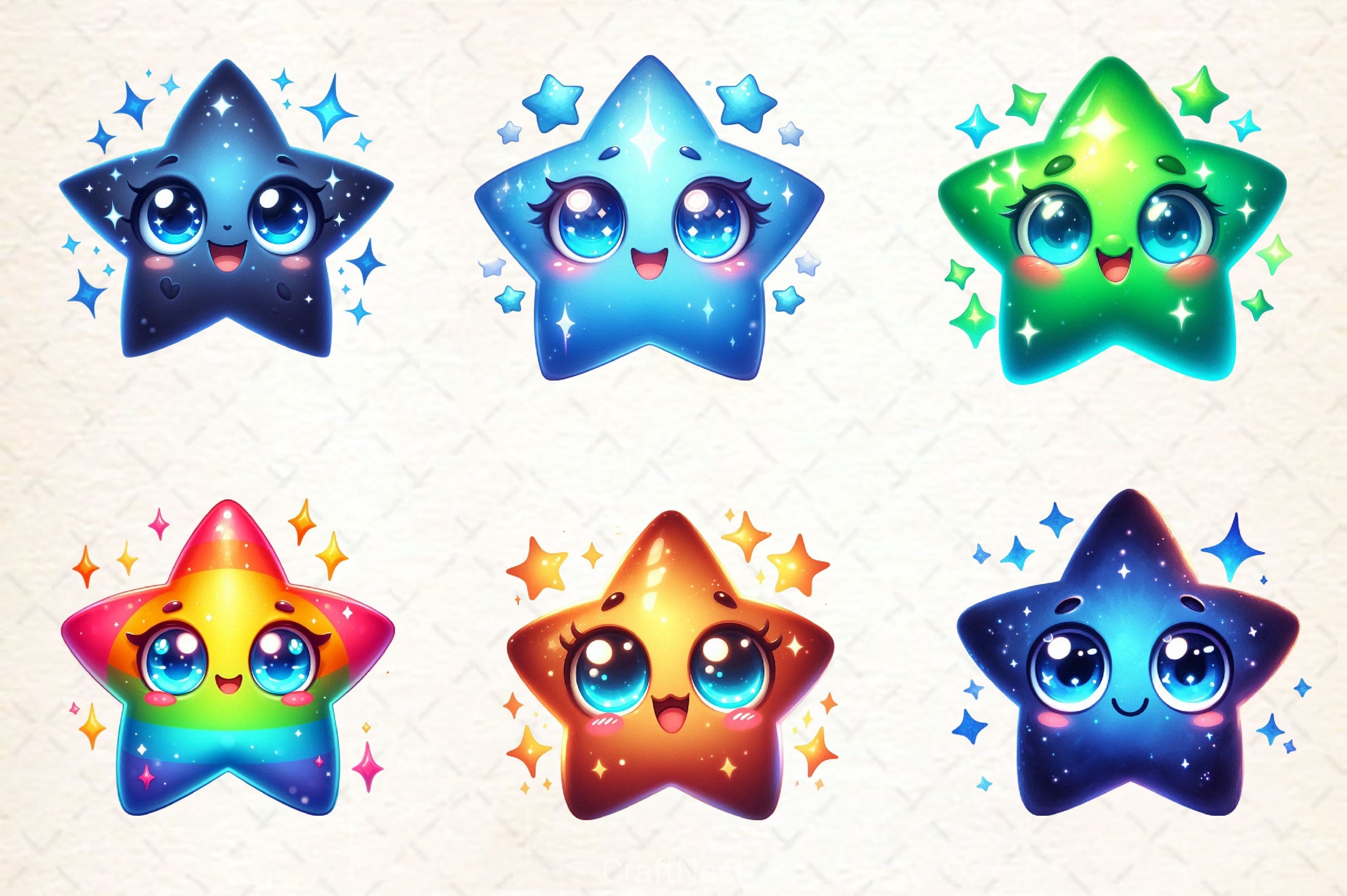 Kawaii Star Clipart Bundle 2 - CraftNest - Digital Crafting and Art
