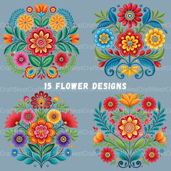 Mexican Flowers 3 Clipart Bundle - CraftNest - Digital Crafting and Art