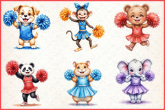 Cheerleader Animal Clipart Bundle - CraftNest - Digital Crafting and Art