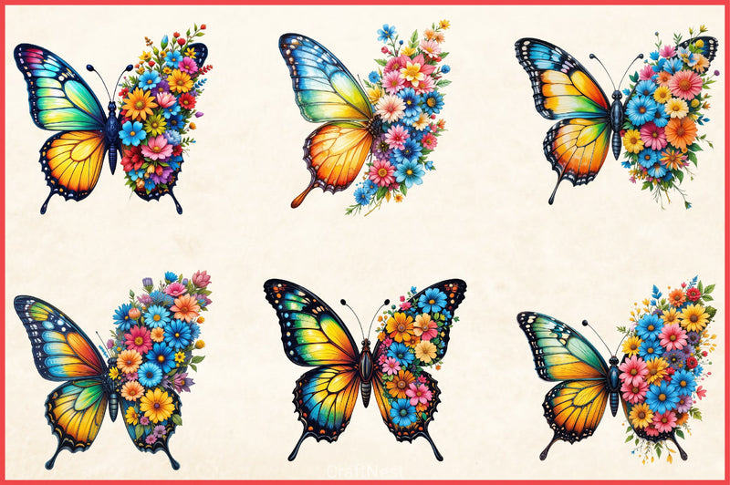 Butterfly Flowers Clipart Bundle 8 - CraftNest - Digital Crafting and Art