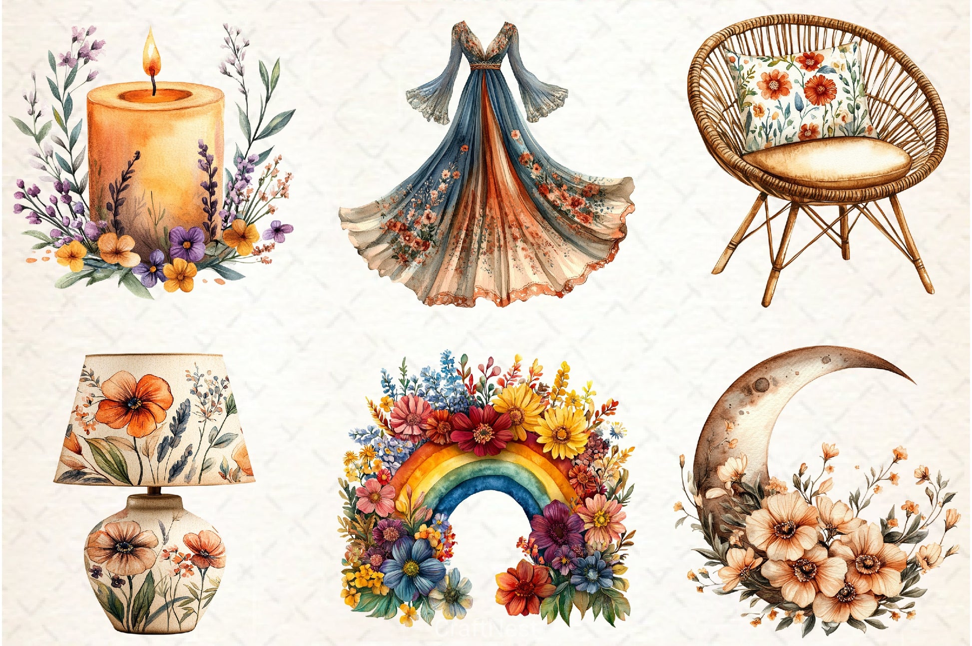Boho Spring Clipart Bundle - CraftNest - Digital Crafting and Art