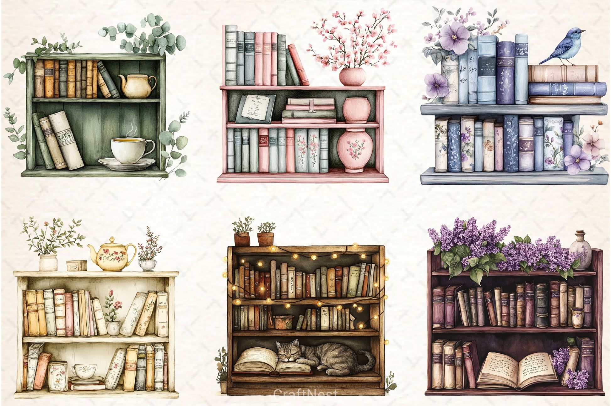 Spring Bookshelf Clipart Bundle 1 - CraftNest - Digital Crafting and Art