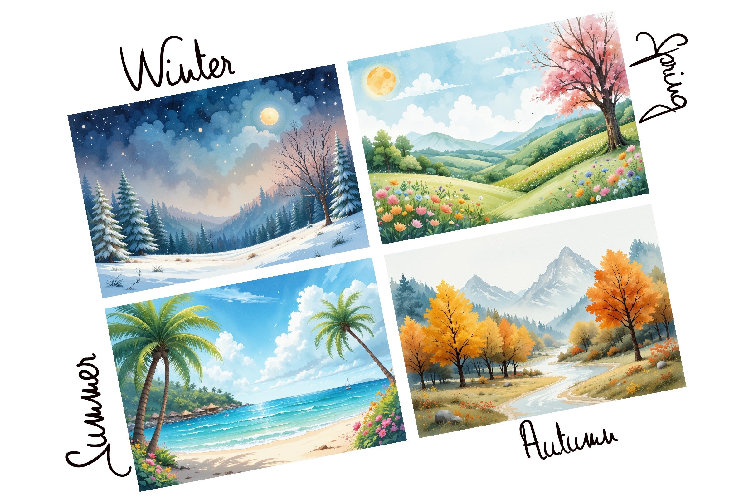 Seasons Landscape Clipart Bundle - CraftNest - Digital Crafting and Art