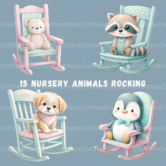 Rocking Chair Nursery Animals Clipart Bundle - CraftNest - Digital Crafting and Art