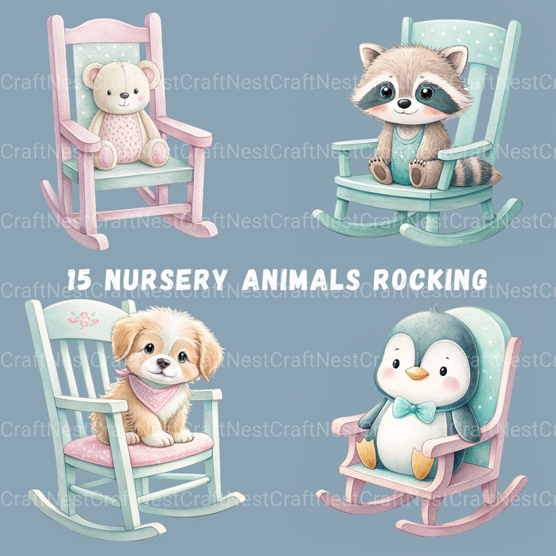 Rocking Chair Nursery Animals Clipart Bundle - CraftNest - Digital Crafting and Art