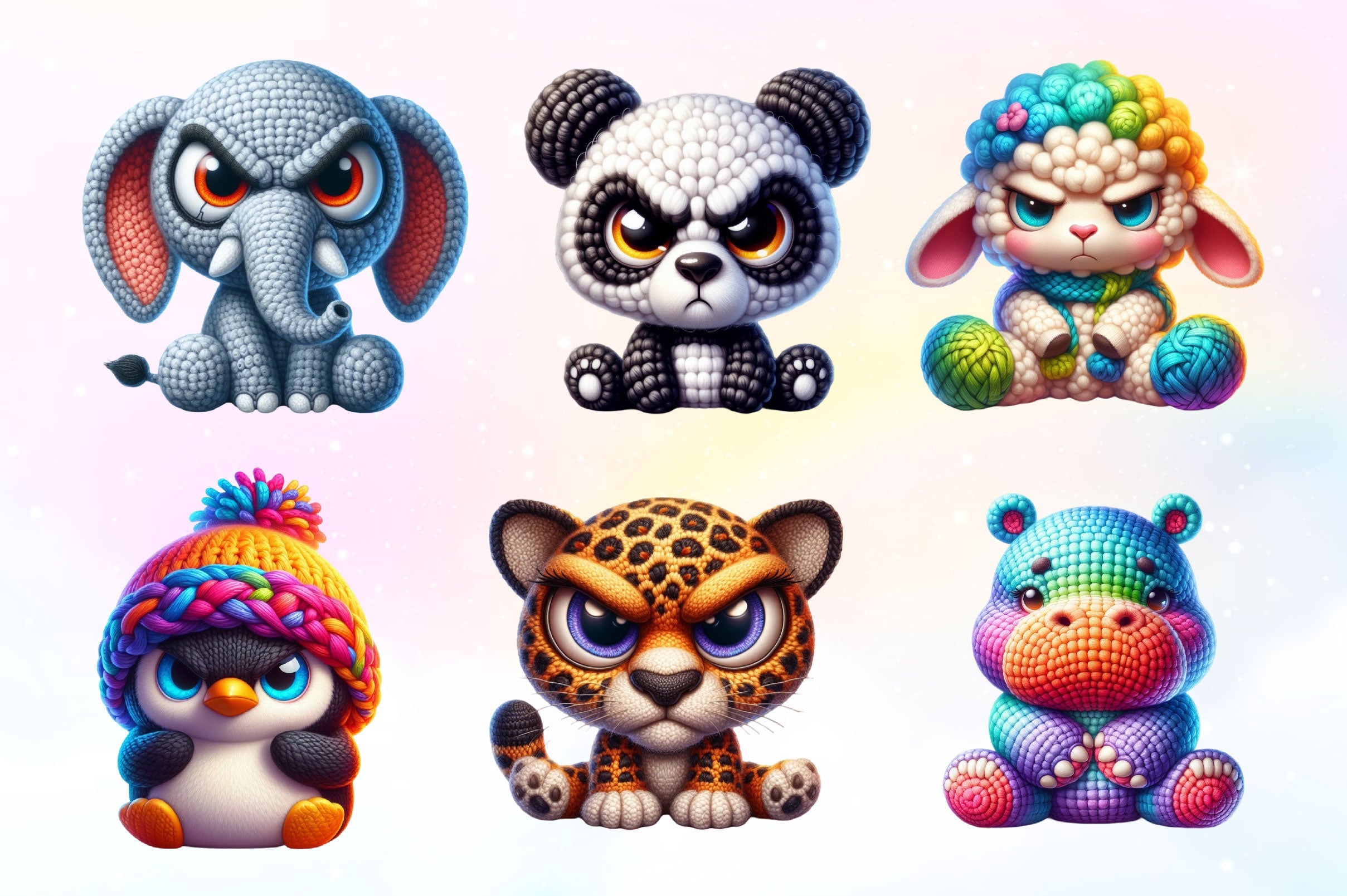 Crochet Grumpy Animals Clipart Bundle - CraftNest - Digital Crafting and Art