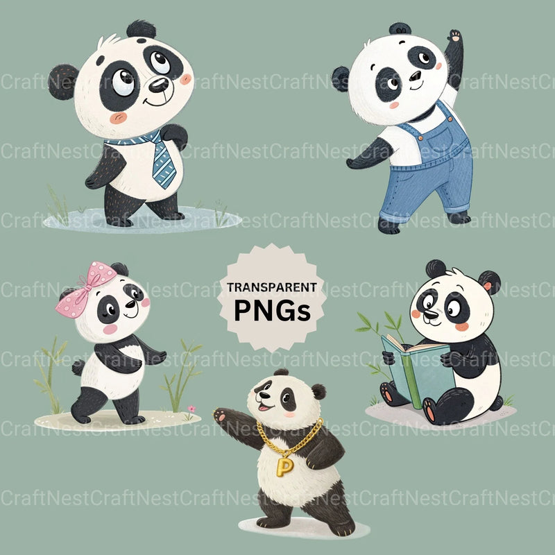 Panda Clipart Bundle - CraftNest - Digital Crafting and Art