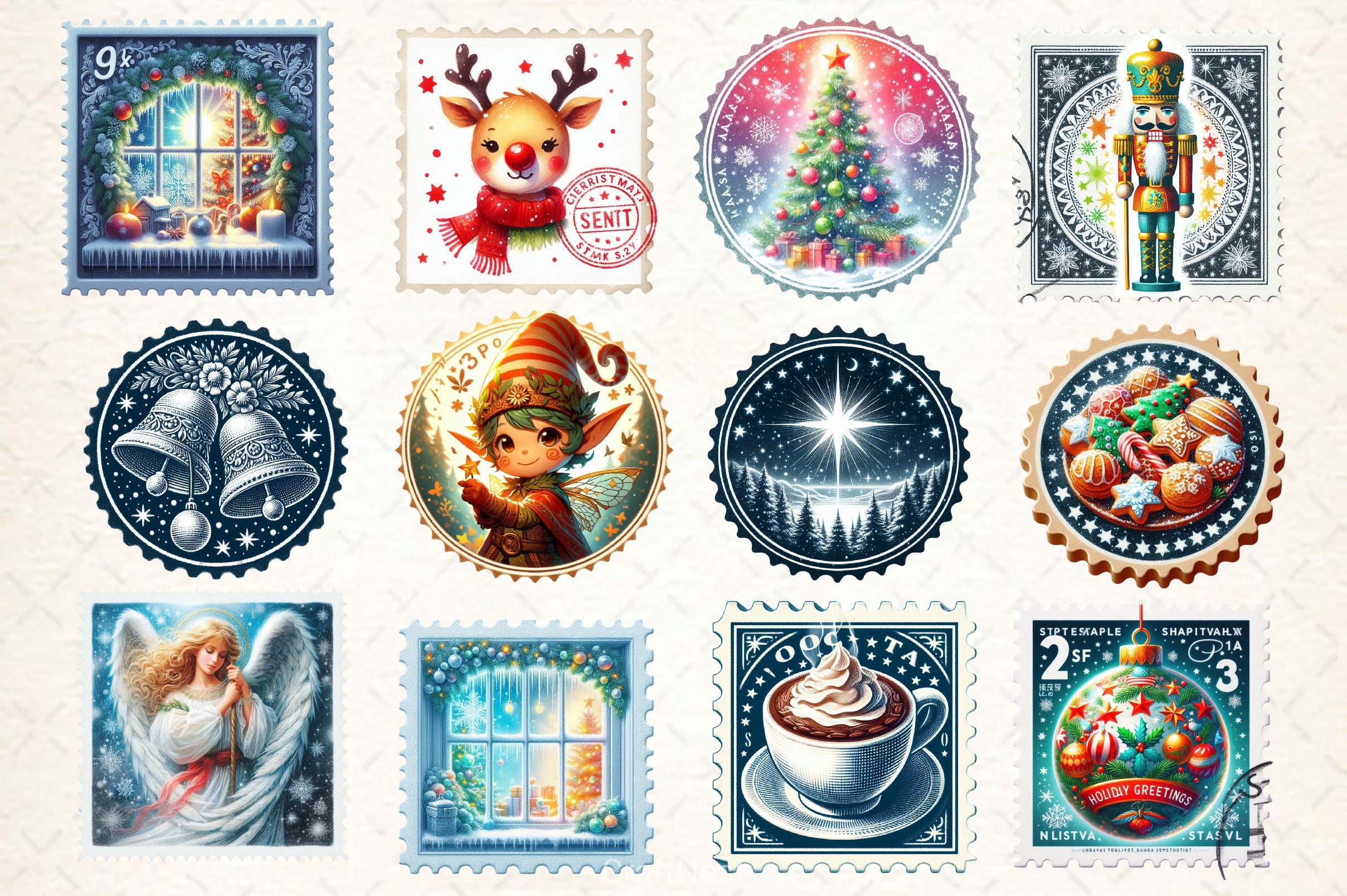 Christmas Stamps Clipart Bundle 2 - CraftNest - Digital Crafting and Art