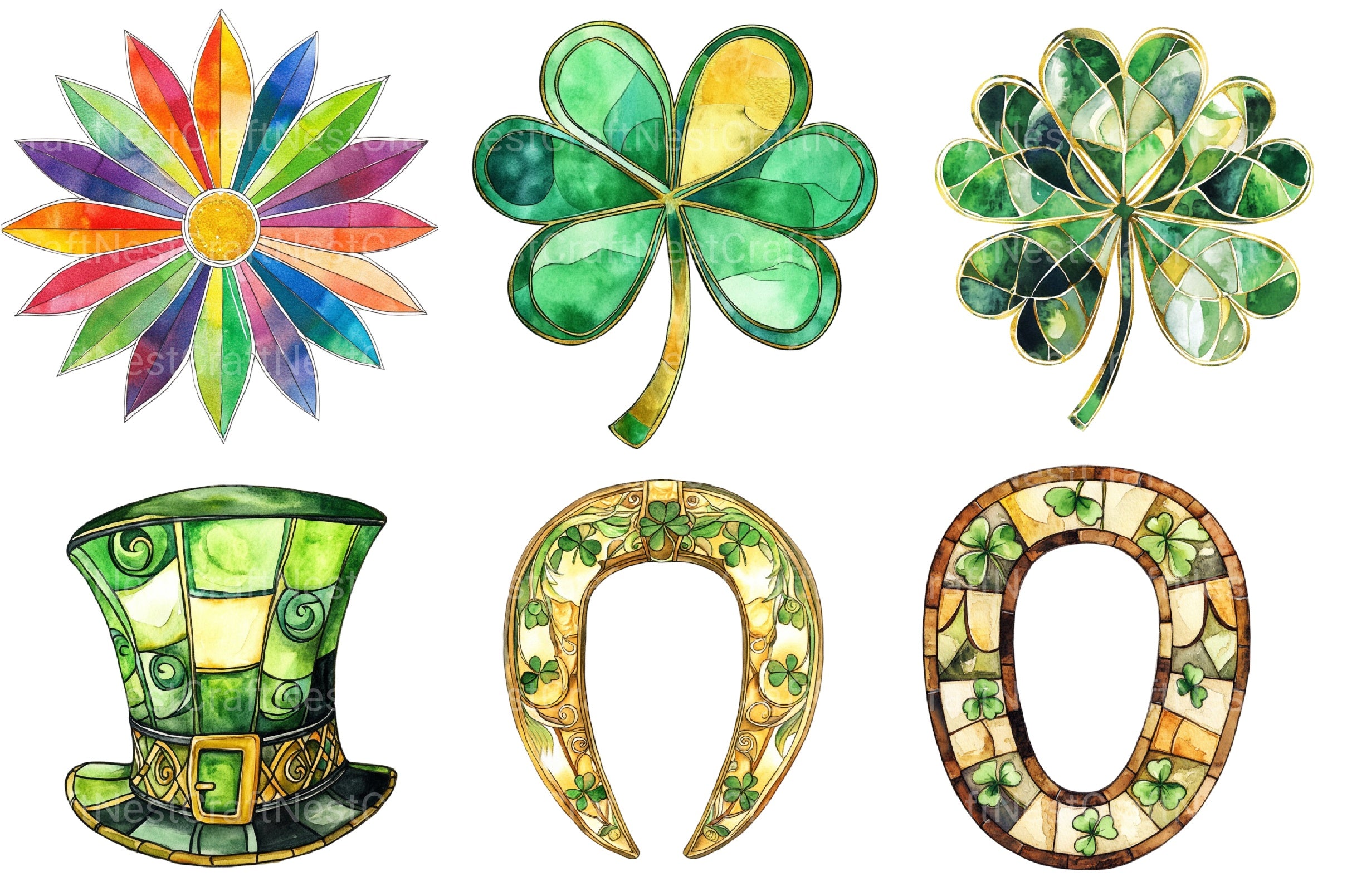St Patrick's Day Stained Glass Clipart Bundle - CraftNest - Digital Crafting and Art