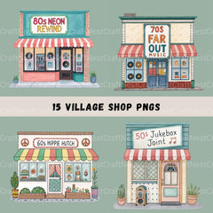 Village Shops Clipart Bundle - CraftNest - Digital Crafting and Art