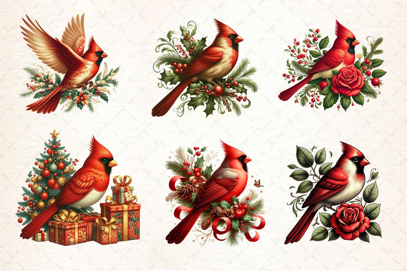 Christmas Cardinal Bird Clipart Bundle - CraftNest - Digital Crafting and Art