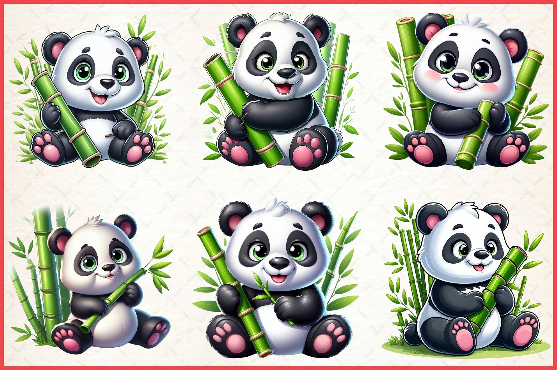 Cute Panda Clipart Bundle - CraftNest - Digital Crafting and Art