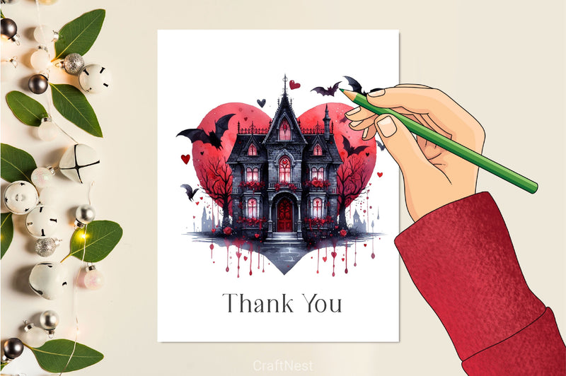 Valentine Gothic House Clipart Bundle - CraftNest - Digital Crafting and Art