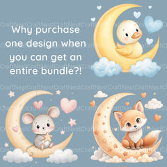 Nursery Animals Crescent Moon Clipart Bundle - CraftNest - Digital Crafting and Art