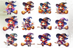 Cute Witch Halloween Clipart Bundle - CraftNest - Digital Crafting and Art