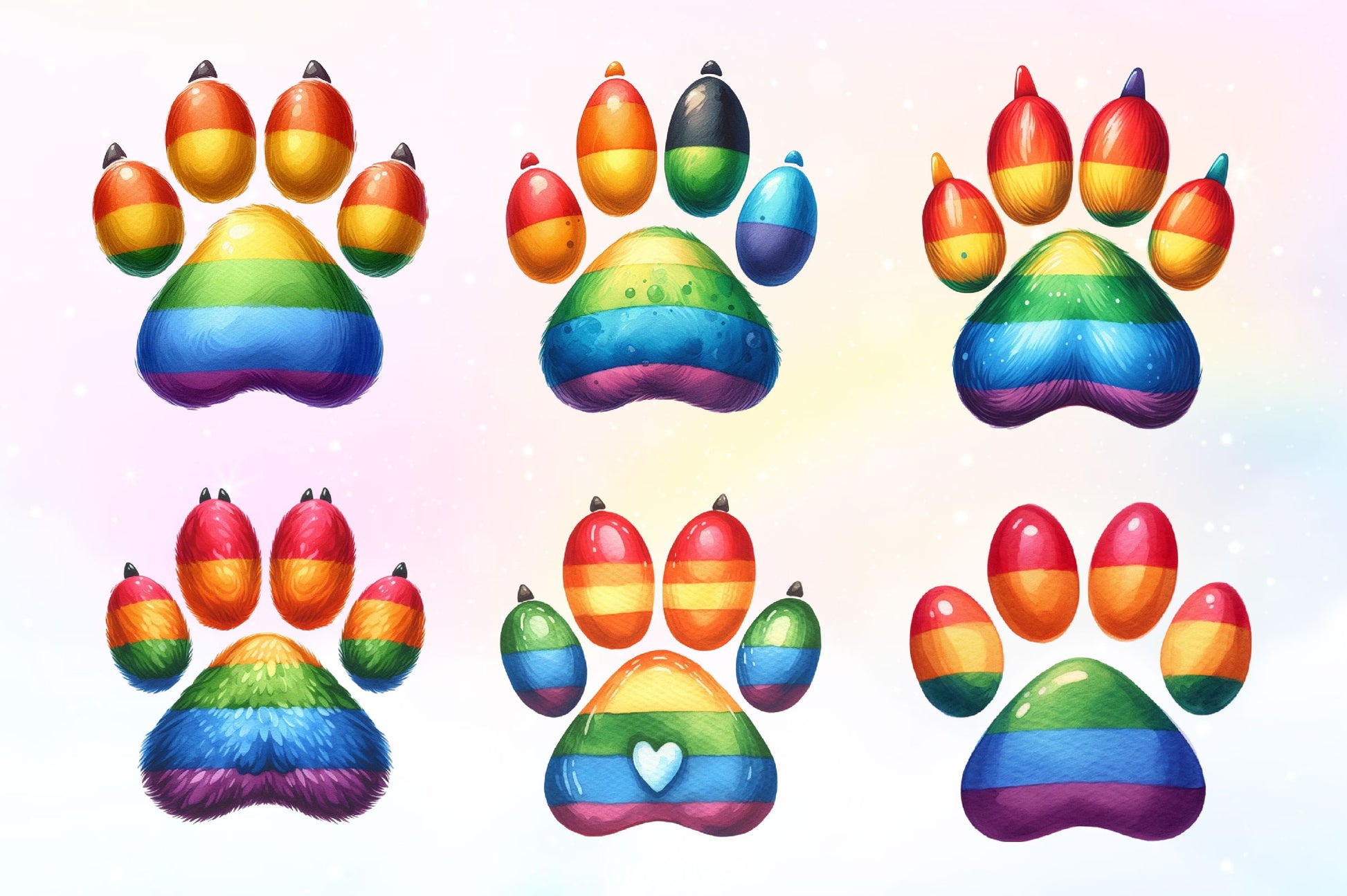 LGBT Rainbow Dog Paw Clipart Bundle 3 - CraftNest - Digital Crafting and Art