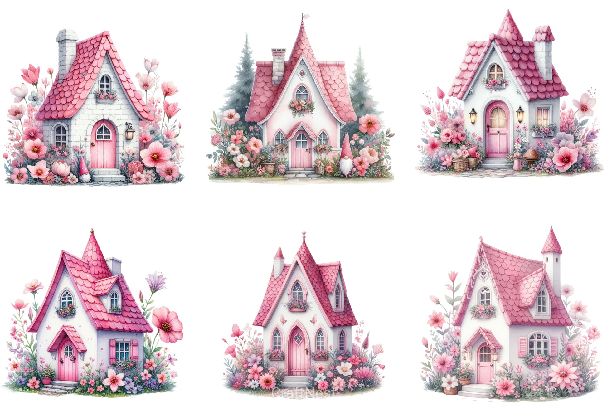 Gnome House Clipart Bundle - CraftNest - Digital Crafting and Art