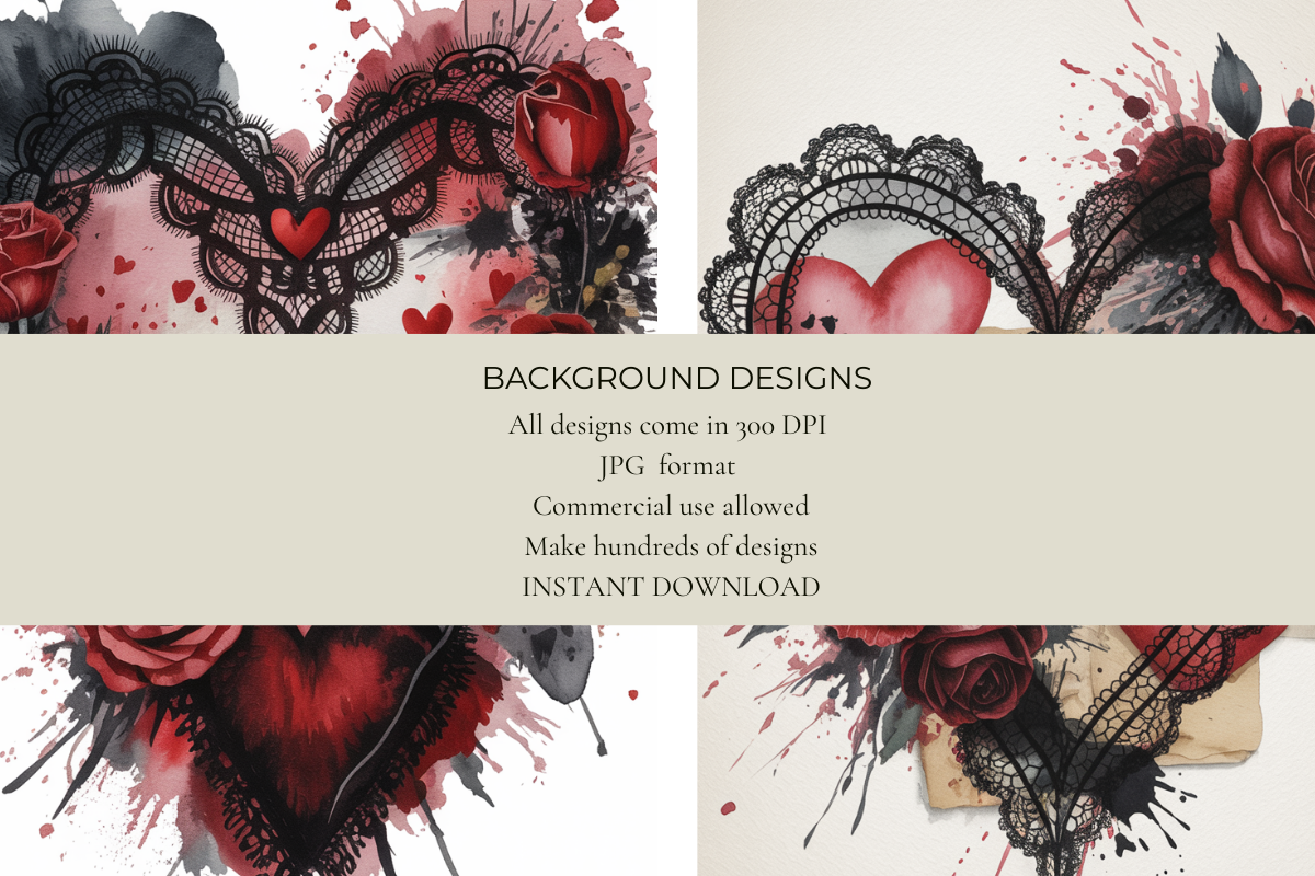 Gothic Lace Valentines Junk Journal Papers