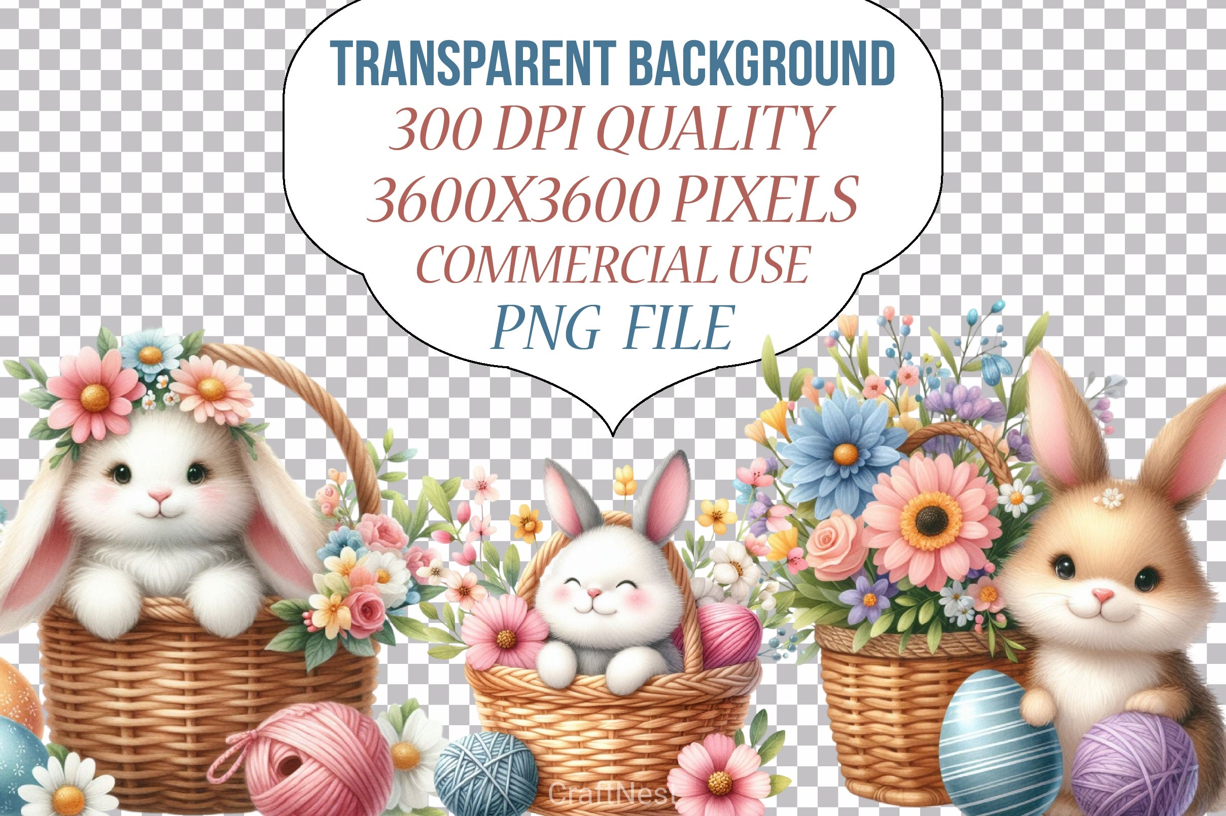 Easter Bunny Clipart Bundle 52 - CraftNest - Digital Crafting and Art