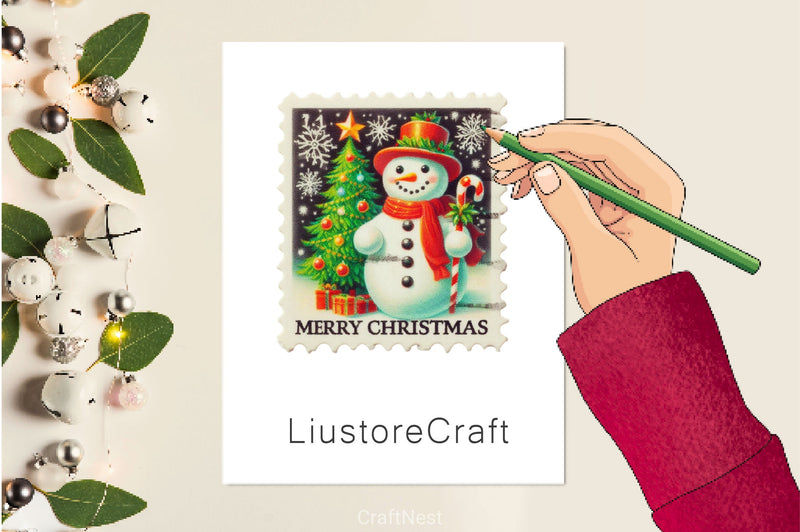 Christmas Snowman Postage Stamps Clipart Bundle 2 - CraftNest - Digital Crafting and Art
