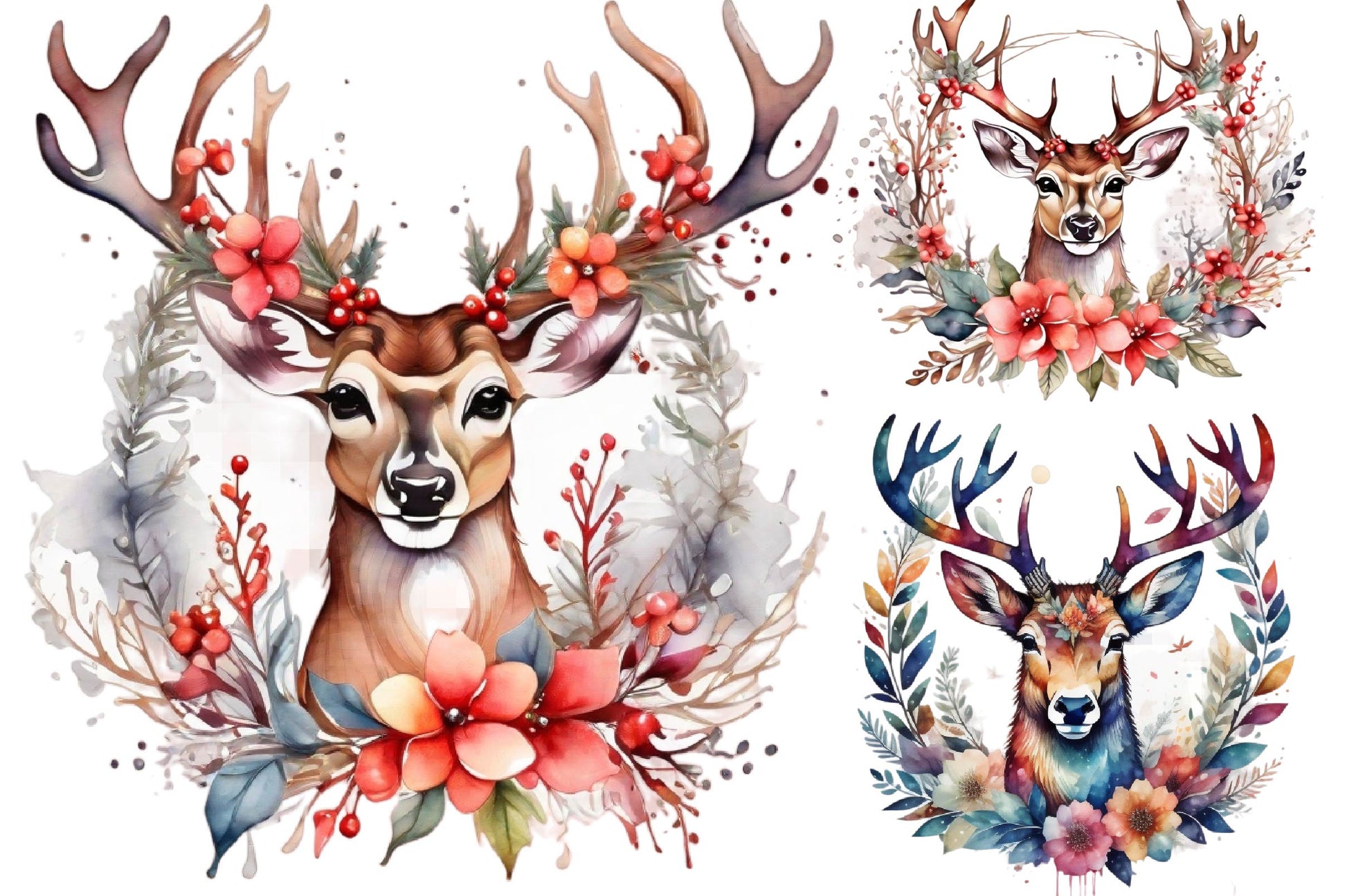 Christmas Deer Clipart Bundle 2 - CraftNest - Digital Crafting and Art