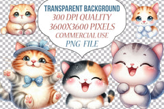Cute Happy Cat Clipart Bundle - CraftNest - Digital Crafting and Art