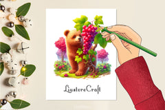 Teddy Bear In Grape Garden Clipart Bundle - CraftNest - Digital Crafting and Art