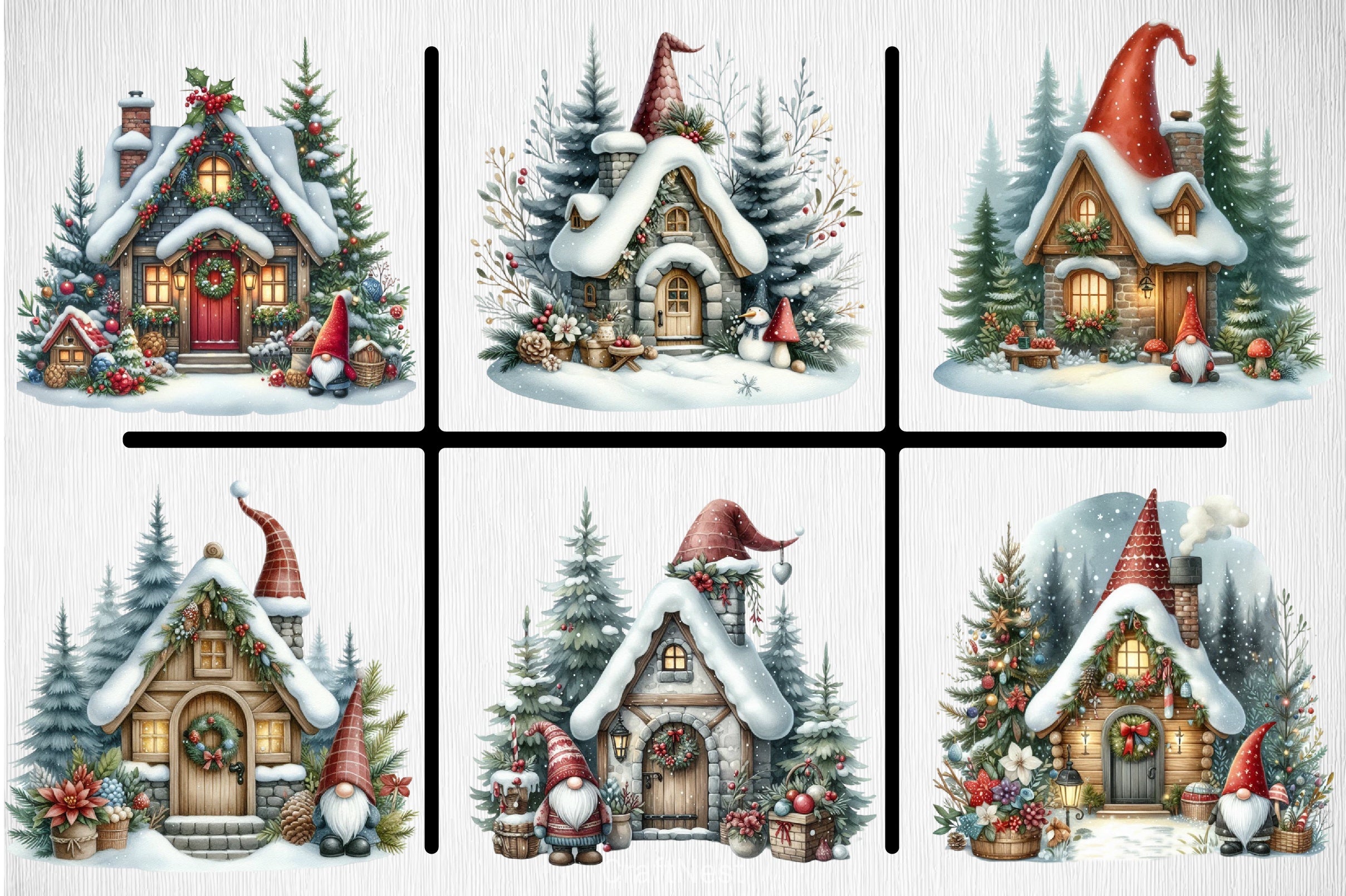 Christmas Gnome House Clipart Bundle - CraftNest - Digital Crafting and Art