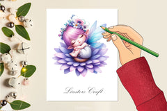 Baby Fairy Sleeping On Flower Clipart Bundle 5 - CraftNest - Digital Crafting and Art