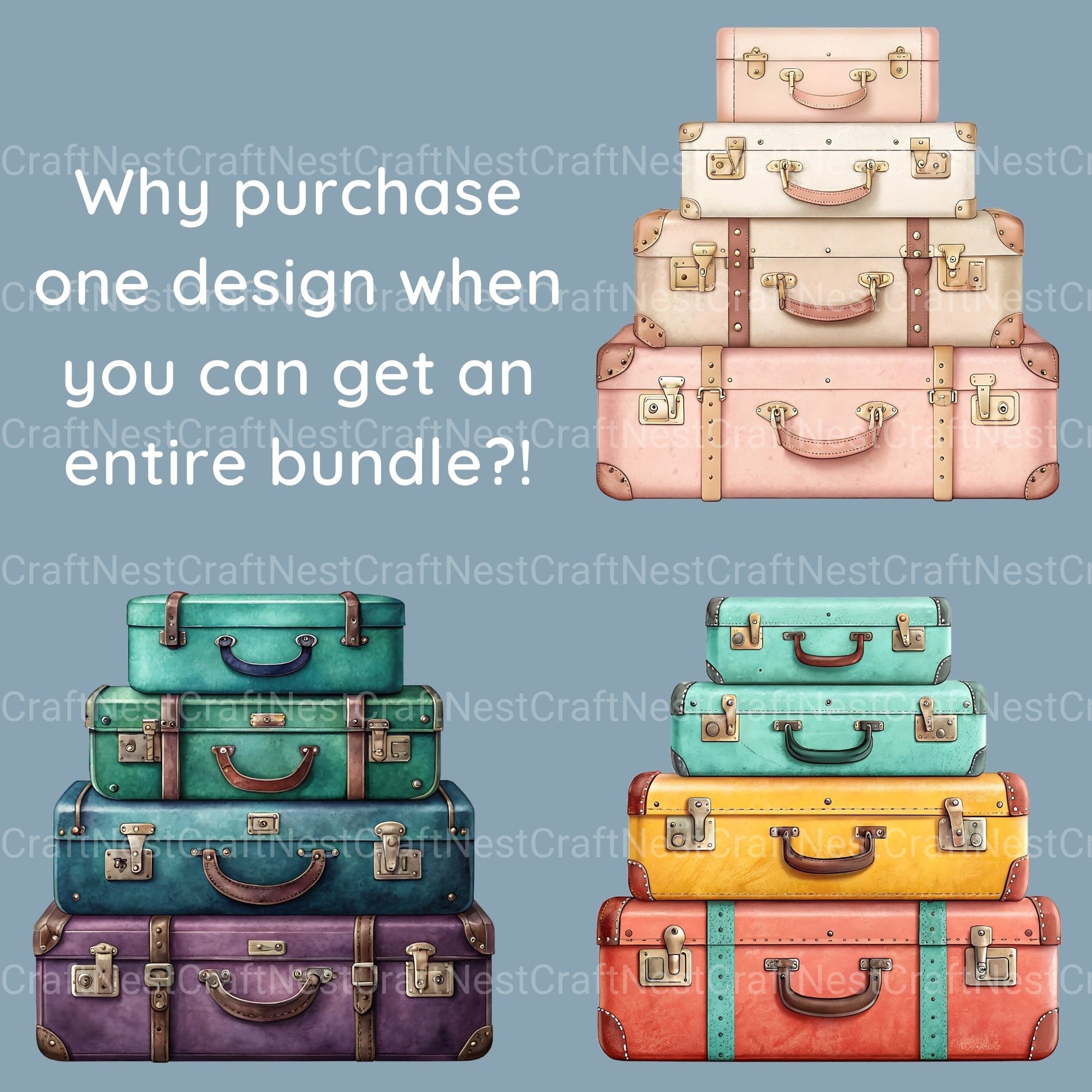 Vintage Suitcases Clipart Bundle - CraftNest - Digital Crafting and Art